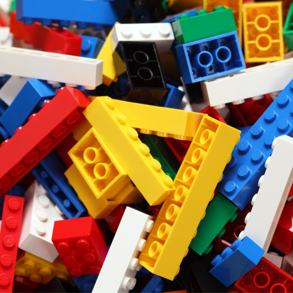 pile of multicolored LEGO bricks of various sizes